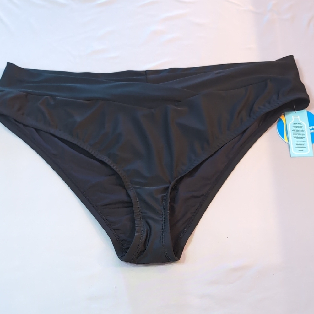 NWT Women's Size 3X Sol Borne High Waisted Black  Bikini Bottoms